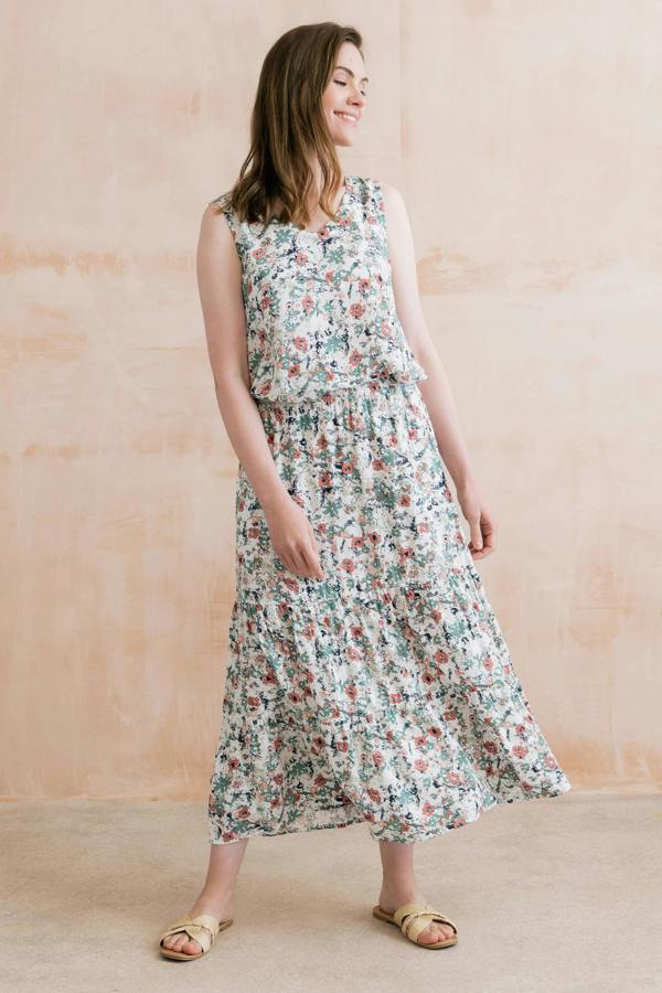 Lily & Me Sea Breeze Print Vest Ecru
