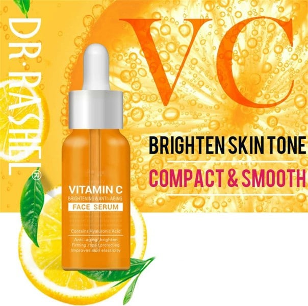 Dr Rashel Vitamin C Serum Brightening & Anti Ageing Facial Serum with Hyaluronic Acid for Face Lines & Wrinkles 50ml