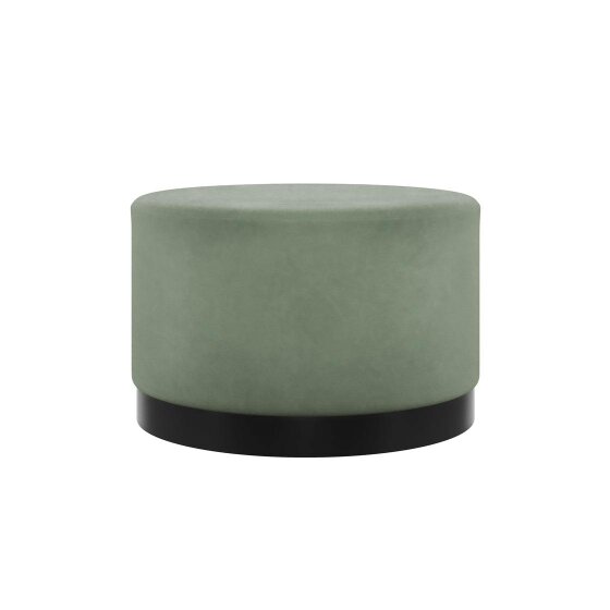 Wyld Haus Kalua Large Sage Green Round Velvet Stool Matt Black Base