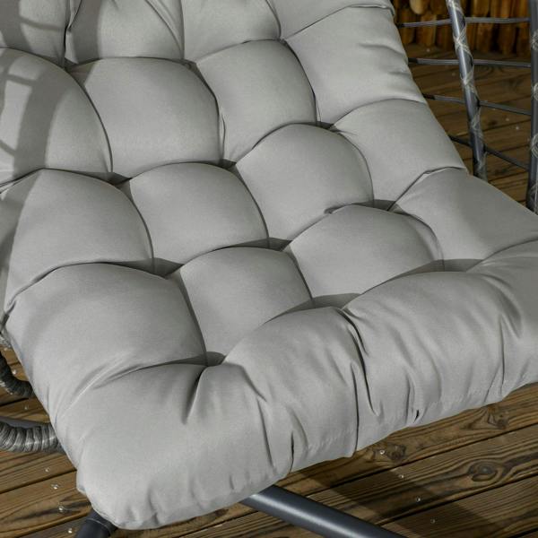 Light grey quilted seat cushion with segmented padding for hanging egg swing chair