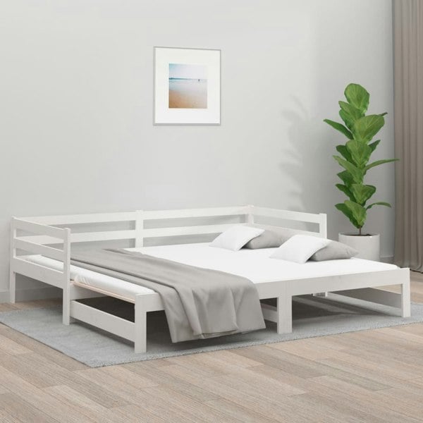 Berkfield Pull-out Day Bed White 2x(80x200) cm Solid Wood Pine