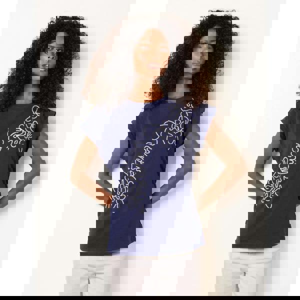 Blue Vanilla T-Shirt With Floral Embroidery