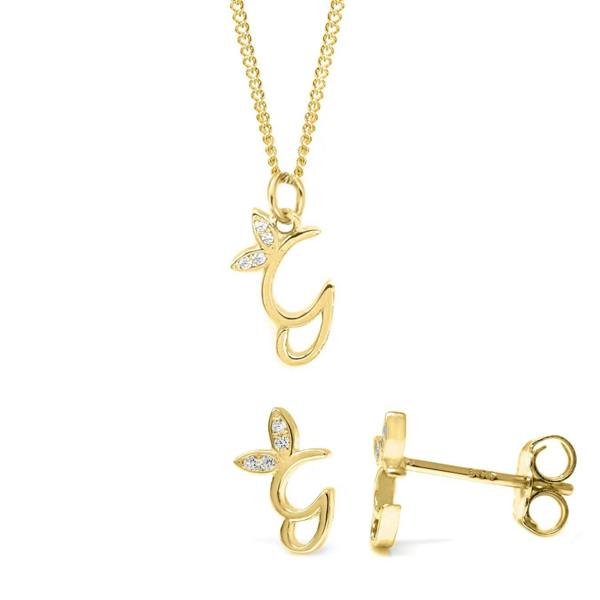 Say It With Dainty Winged Initial Bundle - Yellow Gold