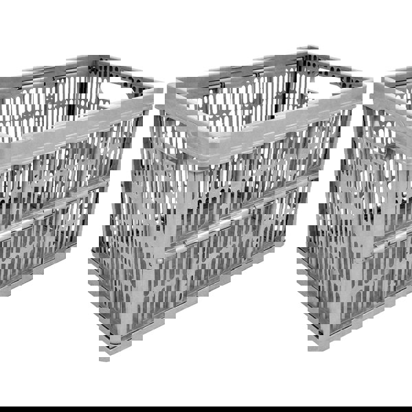 Grey 32L Plastic Folding Crate Boxes With Handles Collapsible, Foldable & Stackable