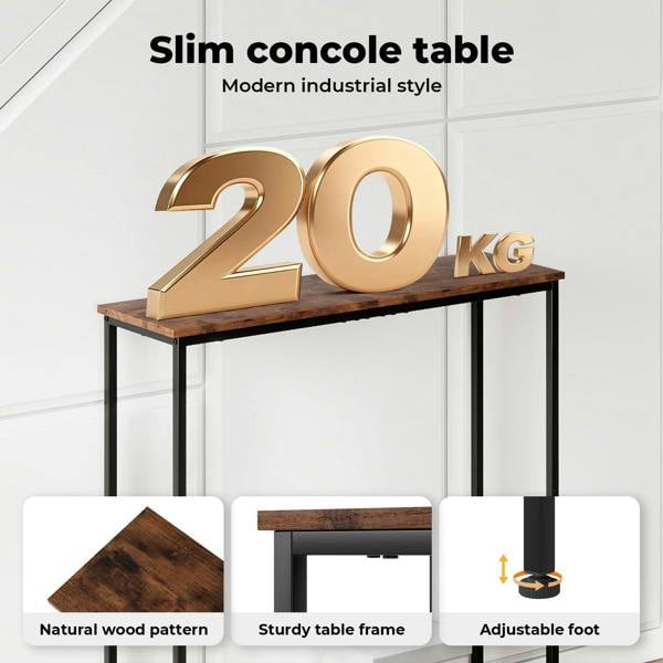 Levede Narrow Console Table Slim Entryway Hallway Sofa Table Display Shelf Wood Steel