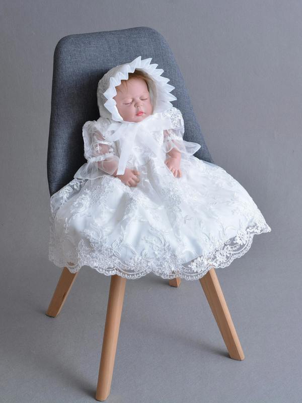 Cinda Lace Christening Gown Baptism Gown and Bonnet