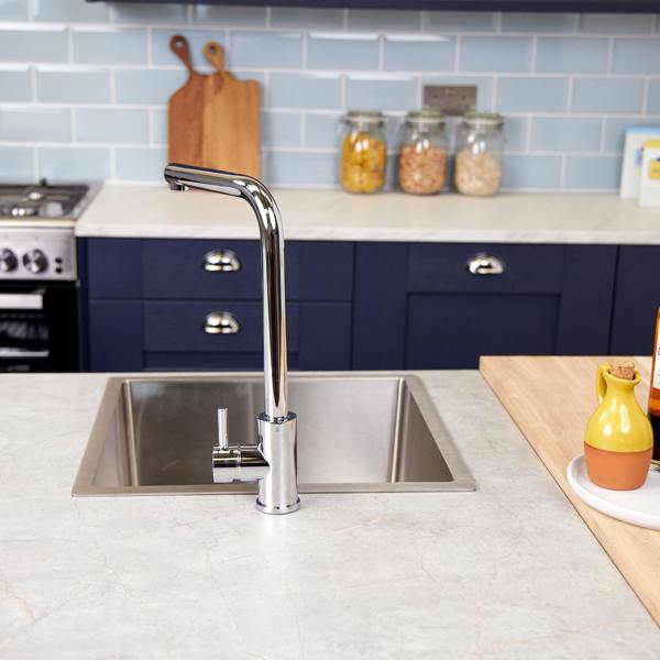 Top-Fix | Vito L Neck Style Kitchen Mixer Tap | Polished Chrome Finish