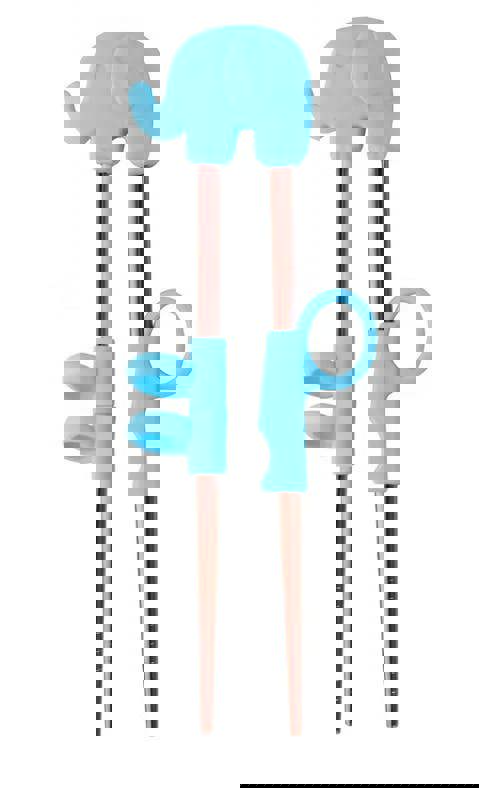 Anygleam Chop Stick Blue Elephant 1 Pair Reusable Red Rainbow Stainless Steel Cartoon for Kids and Children Kitchen Accessories