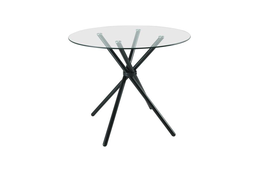 Outdoor Living New York Circle Glass Dining Table with starburst black legs