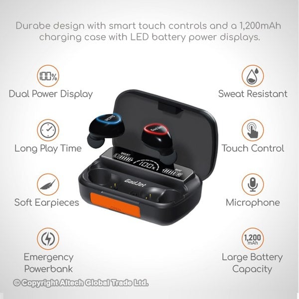 GadJet TouchBeats Wireless Earbuds