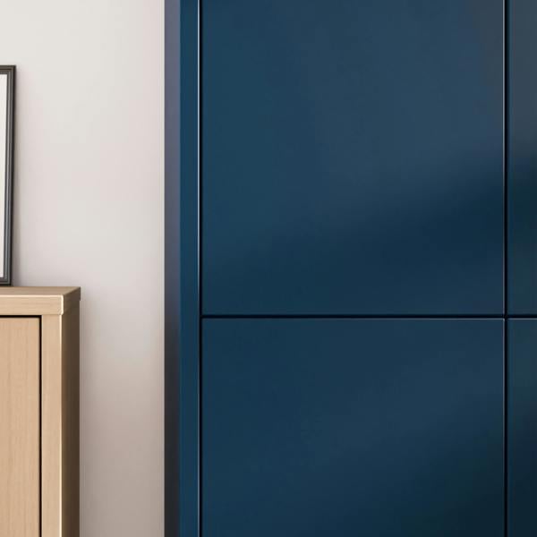 Furniture To Go Alice Springs Tall Shoe Cabinet with 4 Doors Push-to-Open in Night Blue