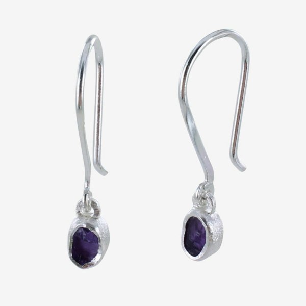 Sterling Silver Rough Stone Drop Earrings - Reeves & Reeves