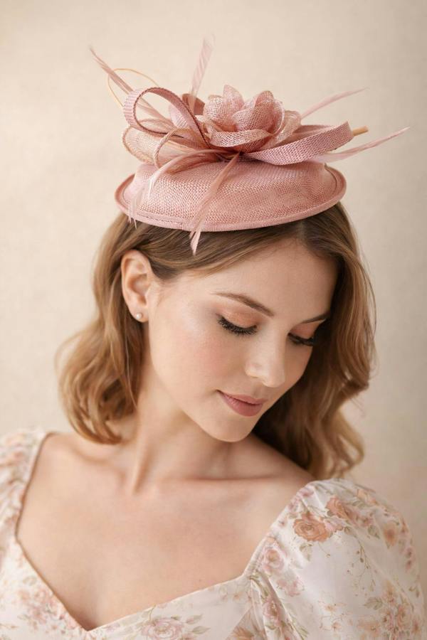 SVNX Gauze Swirl Flower Feather Fascinator