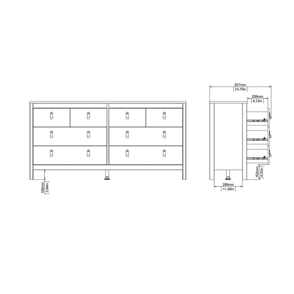 Wyld Haus Gossmere Matt Black Large Chest 8 Drawers
