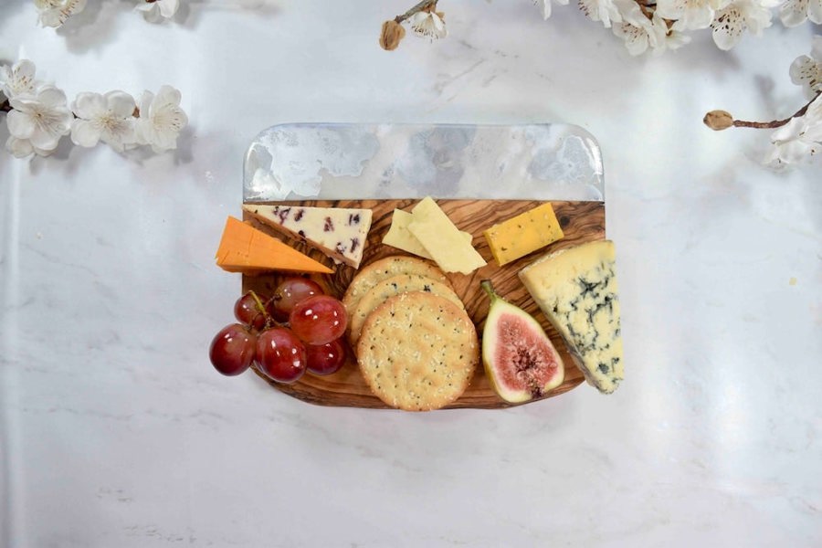 Grey Silver Charcuterie Board - metallic kitchen decor - unique housewarming gift - wedding present ideas - mothers day gifts