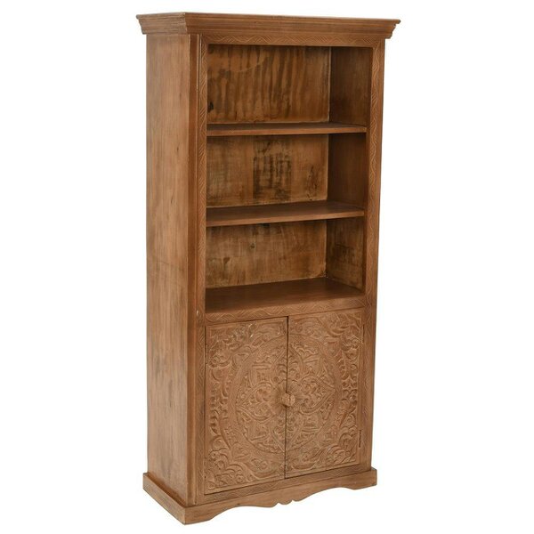 Wyld Haus Brighton Mango Wood Large Bookcase 3 Shelves and 2 Doors