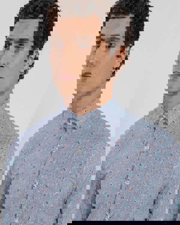 Steel & Jelly Mini Paisley Print Long Sleeve Stretch Shirt