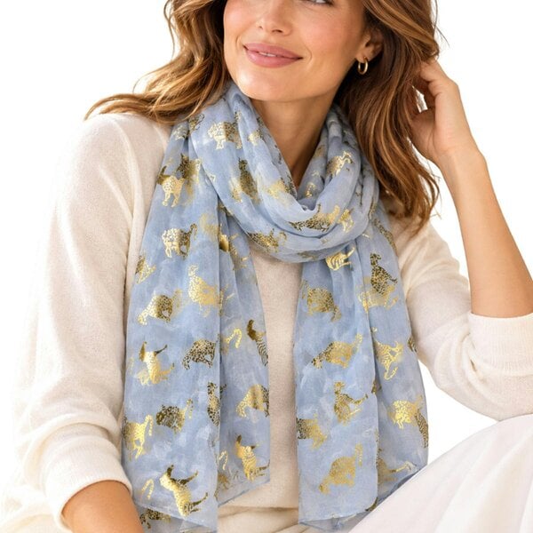 Love EMVY Lightweight Animal Print Scarf for Women – Tiger, Zebra & Leopard Design - Light Blue