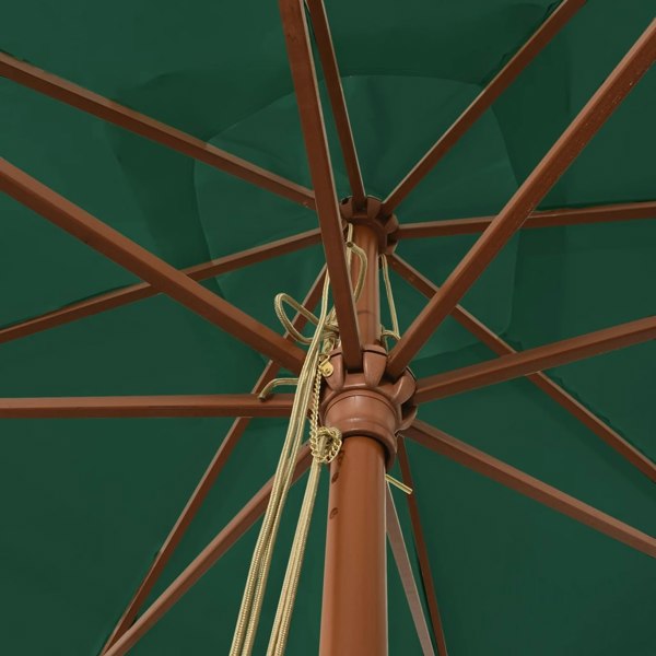 Berkfield Garden Parasol with Wooden Pole Green 300x300x273 cm