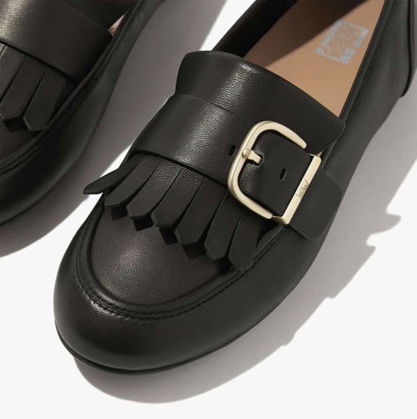 FitFlop ALLEGRO FRINGE BUCKLED Womens Loafers Black