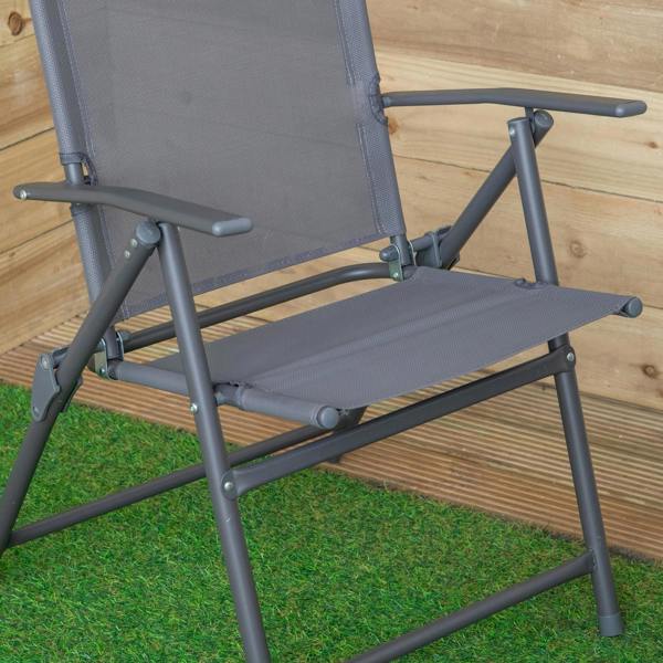 Samuel Alexander Set of 6 Outdoor Multi-Position Textoline Garden Chairs in Grey