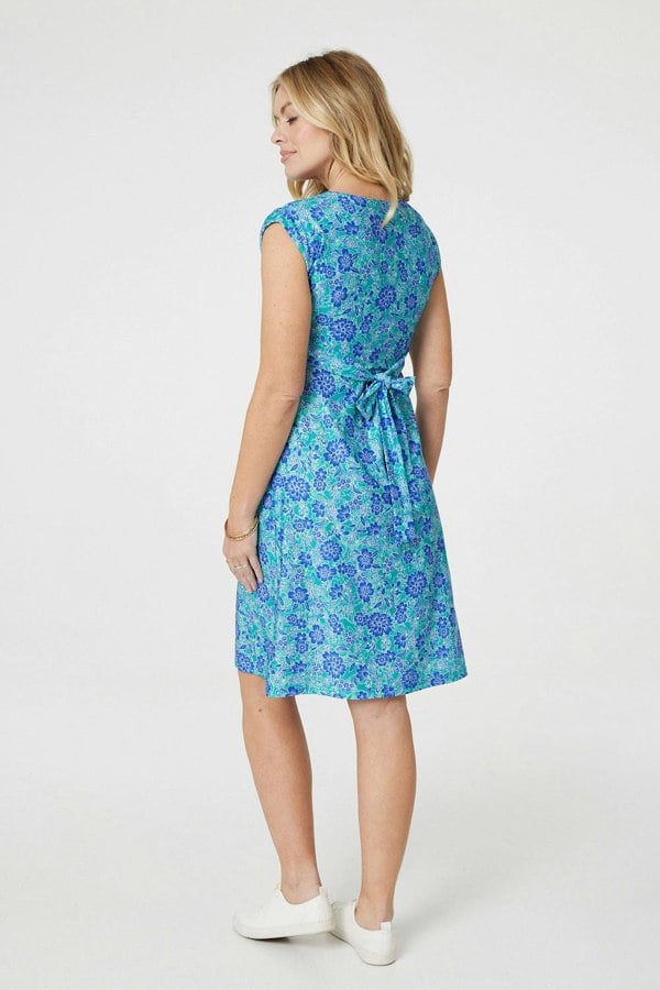 Green | Floral Tie Front Sleeveless Tunic
