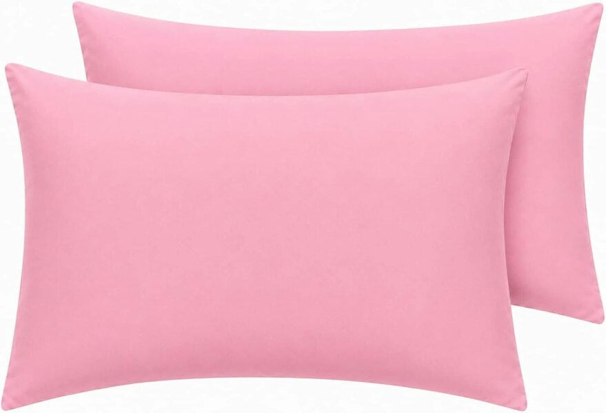 Night Zone Housewife Polycotton Pillowcases Pair – Plain Dyed Easy Care Bed Linen - Pink