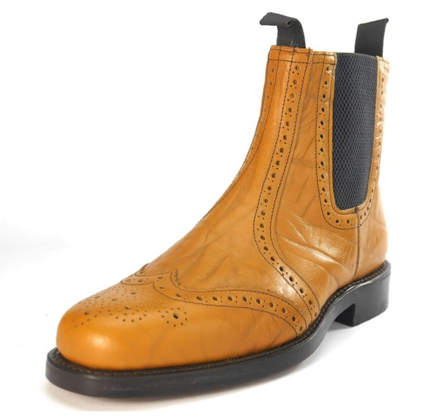 Charles Horrel England CH2003 Welted Brogue Chelsea Tan Mustang Leather Sole