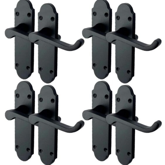 EDH Door Hardware Matt Black Internal Door Handles – 170mm x 42mm – 1, 4 or 6 Pairs – Handle Only or with Tubular Latch - 4 PAIR OF HANDLES