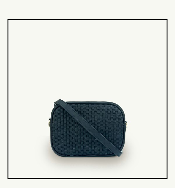 Apatchy London The Penelope Woven Leather Camera Bag - Navy