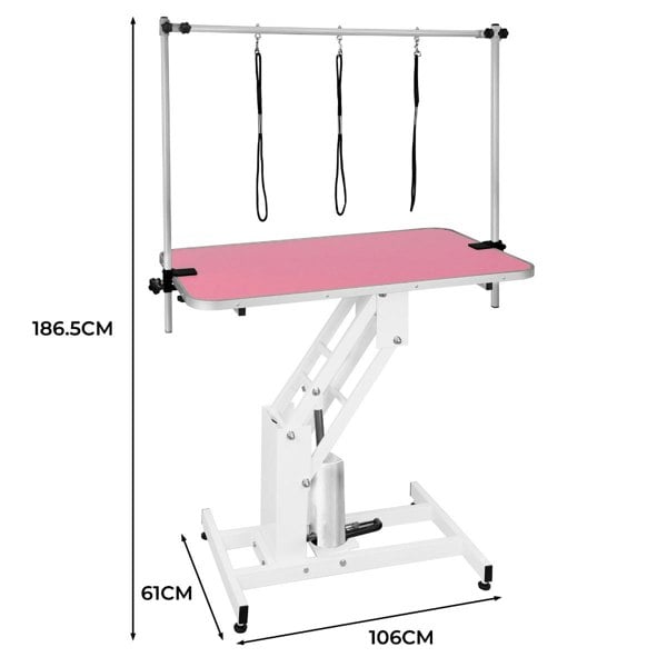 Monstershop White Hydraulic Grooming Table - Pink Table Top
