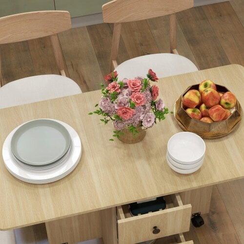 Wyld Haus Tofaba Wooden Wood Effect Drop Leaf Dining Table With Integrated Storage
