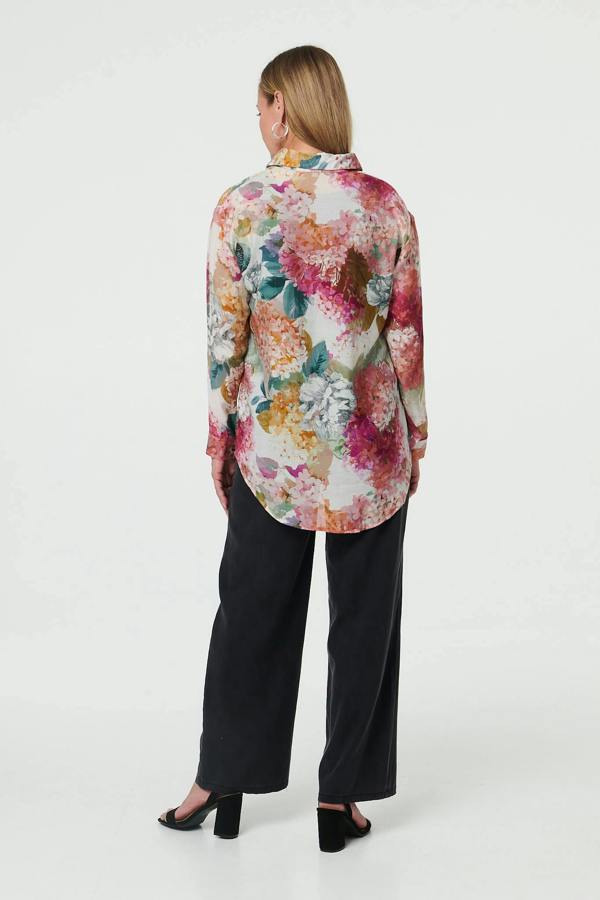 Pink | Floral Long Sleeve Relaxed Button Shirt