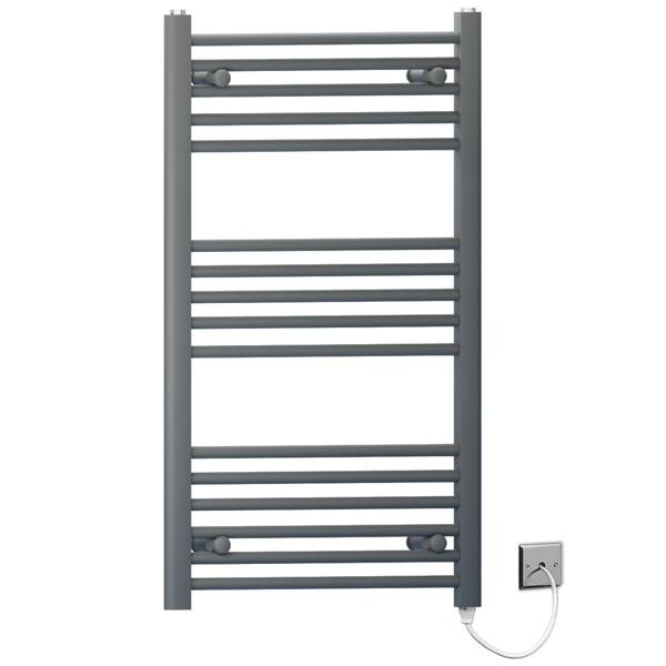 MYHOMEWARE 450 x 900mm Anthracite Grey Flat Electric Pre-Filled Heated Towel Rail Radiator For Bathroom Designer Standard Element