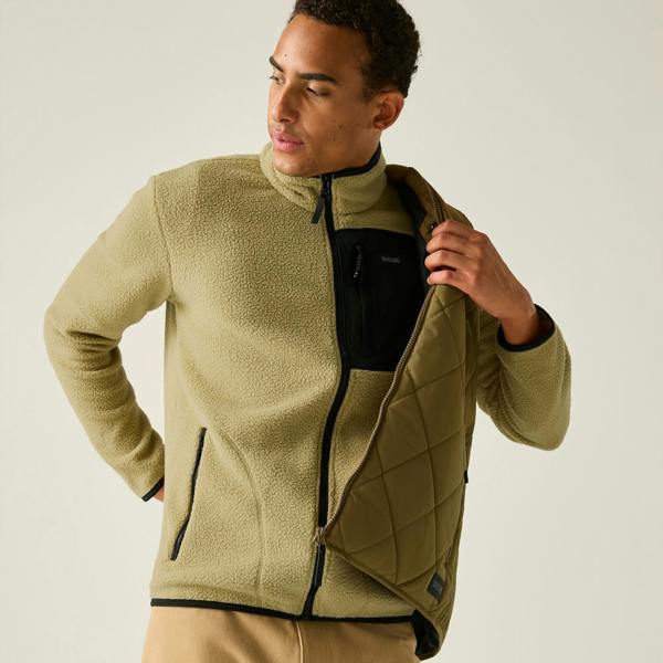 Regatta Mens Frankie Borg Fleece Jacket - Desert Beige/Black - 