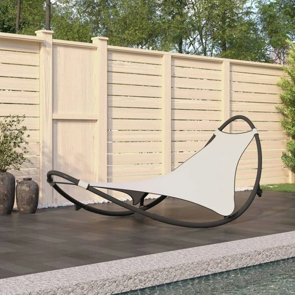 Berkfield Rocking Sun Lounger with Wheels Steel & Textilene Fabric Cream
