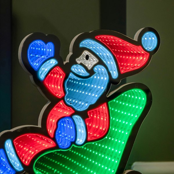 Samuel Alexander 75cm Infinity Santa in Sleigh with Reindeer on Metal Base and Multi-Coloured LEDs