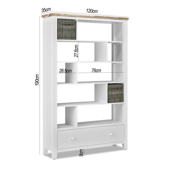 Statement Furniture Florence Room Divider Shelving Storage with Drawer, Fully Assembled