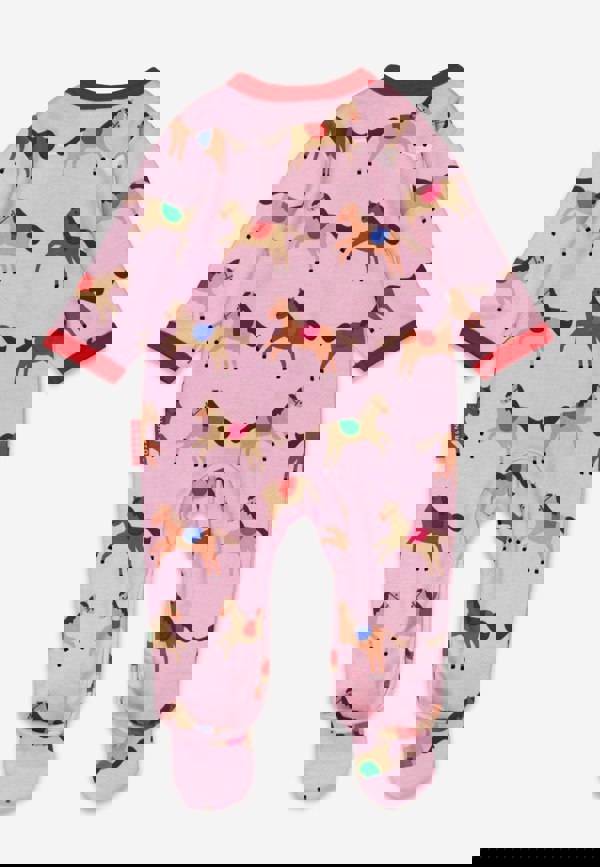 Organic Pink Horse and Pony Print Sleepsuit - Toby Tiger