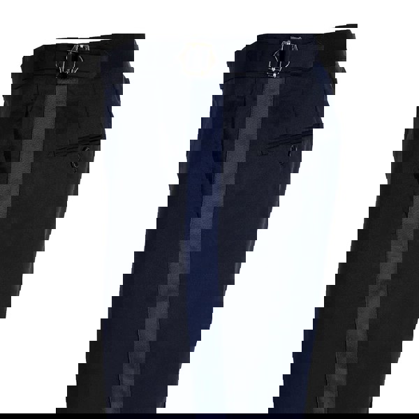 David WeJ Plain Dress Trousers with Side Adjusters - Navy