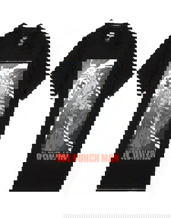 One Punch Man Mens Black Saitama Short Sleeved T-Shirt