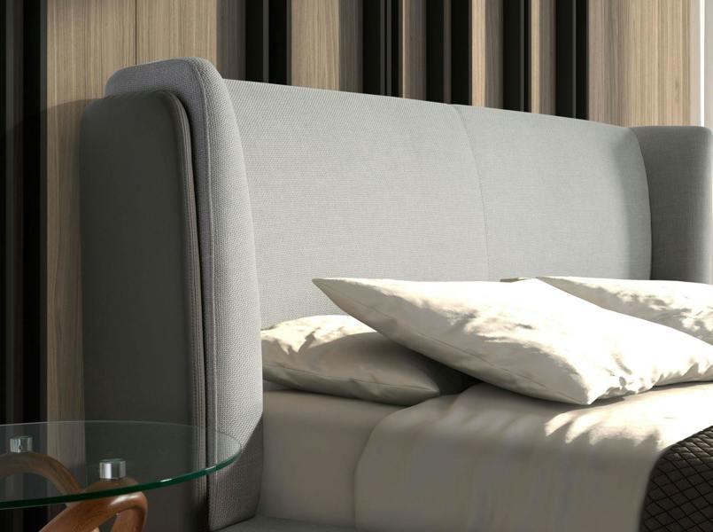 Angel Cerdá Light Grey Fabric and Dark Grey Leatherette Bed 7156