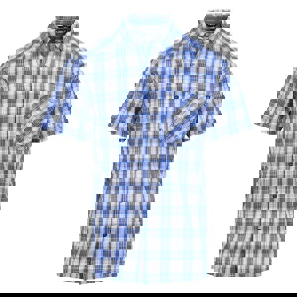 Regatta Mens Mindano IX Checked Short-Sleeved Shirt - White/Olympian Blue