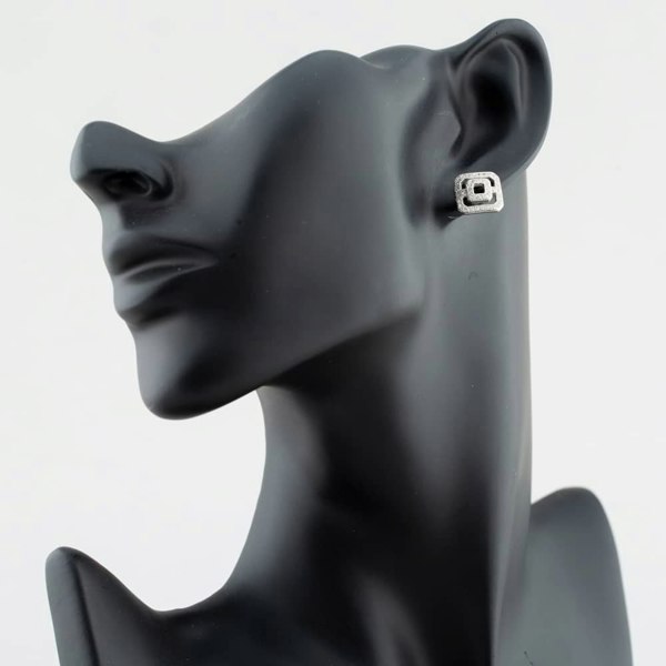 T. H. Baker Silver Open Square Pave Stud Earrings E611954