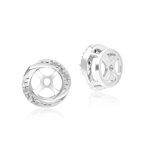 Gemondo Classic Halo Diamond Swirl Ear Jacket Earrings in 9ct White Gold