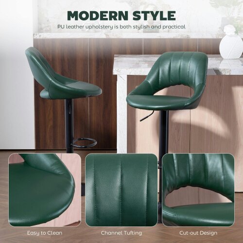 Wyld Haus Nimba Set Of 2 Dark Green Faux Leather Counter Bar Stools