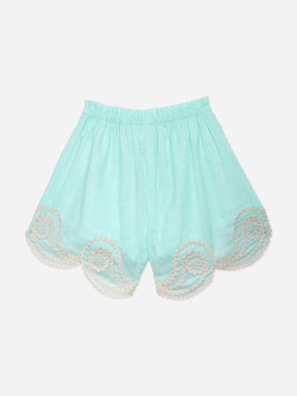 Zimmermann Girls Waverly Ric Rac Shorts in Blue