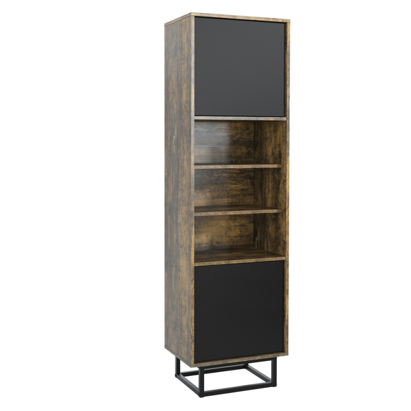 Mex Furniture 175cm Industrial Loft Retro Oak Display Cabinet