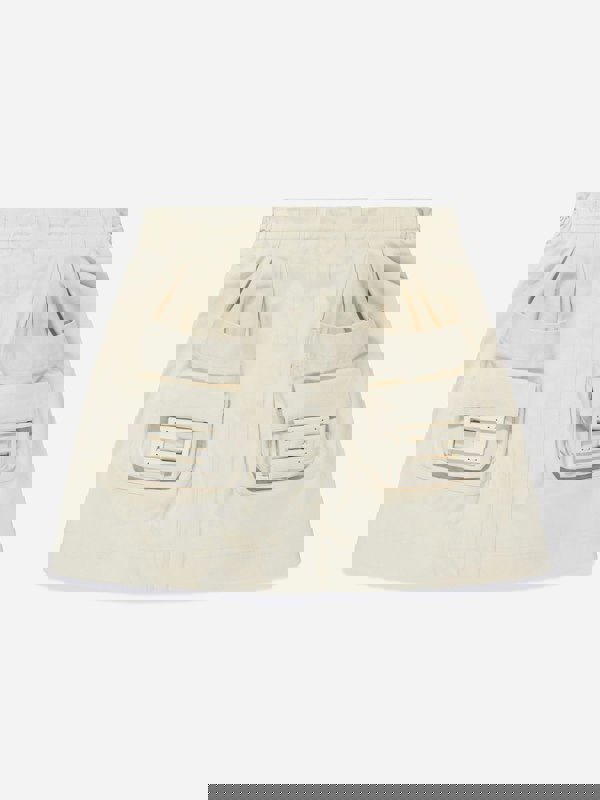 Fendi Kids Fendi Girls Cargo Pocket Skirt in Ivory