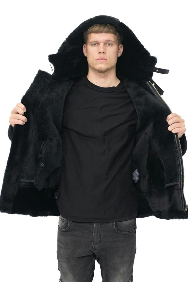 Infinity Leather Mens Hooded Sheepskin Leather B3 Flying Jacket-Harwich